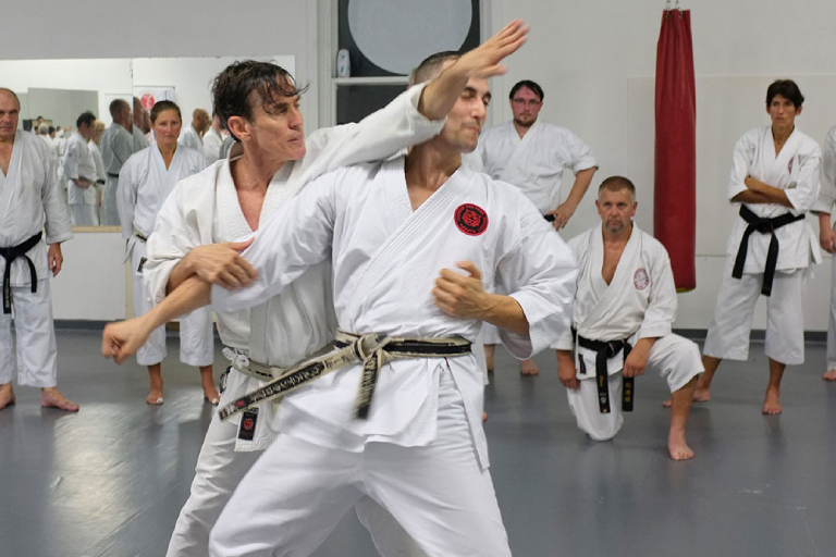 Image showing young men practicing shotokan karate method.