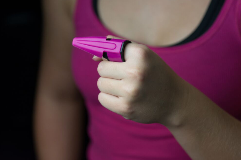 A Nurse Wearing Go Guard Ring For Her Self Defense.