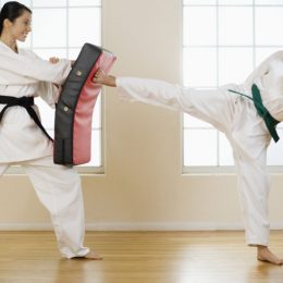 Two Woman In Their Martial Arts Training.